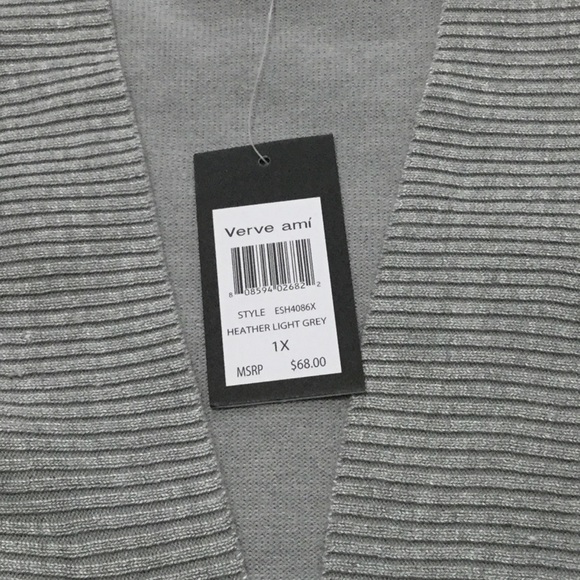 Verve ami - Gray Open Front Cardigan - Picture 6 of 7